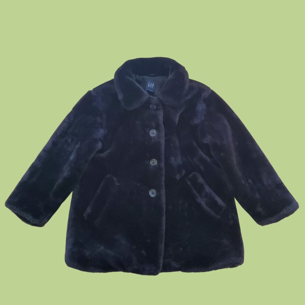 Girl's Gap Black Faux Fur Coat